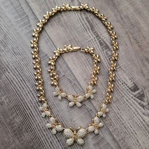 18k Gold Butterfly Link Necklace & Bracelet